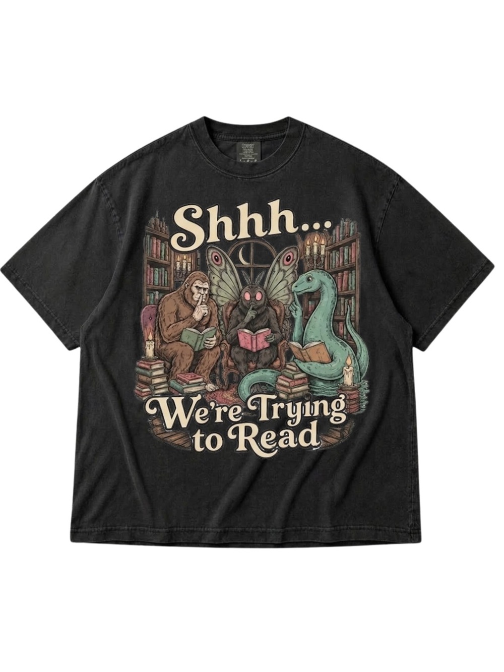 Comfort Colors Black "Shhh... We're Trying to Read" Graphic Short Sleeve Tee